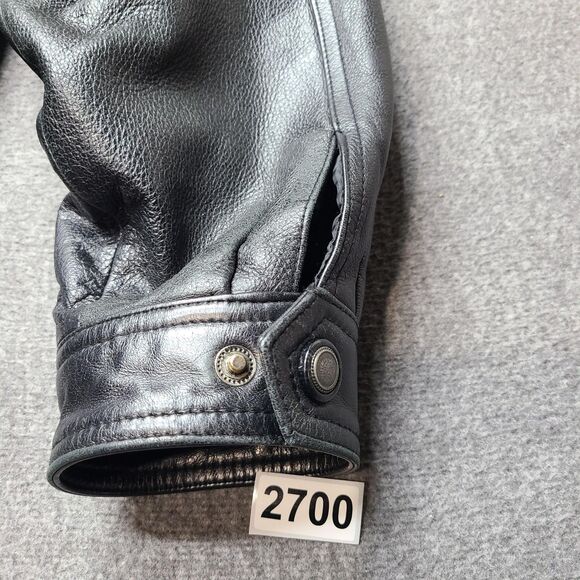 Members Only Jacket Mens Extra Large Black Genuine Leather Bomber Quilted Liner - Picture 9 of 10